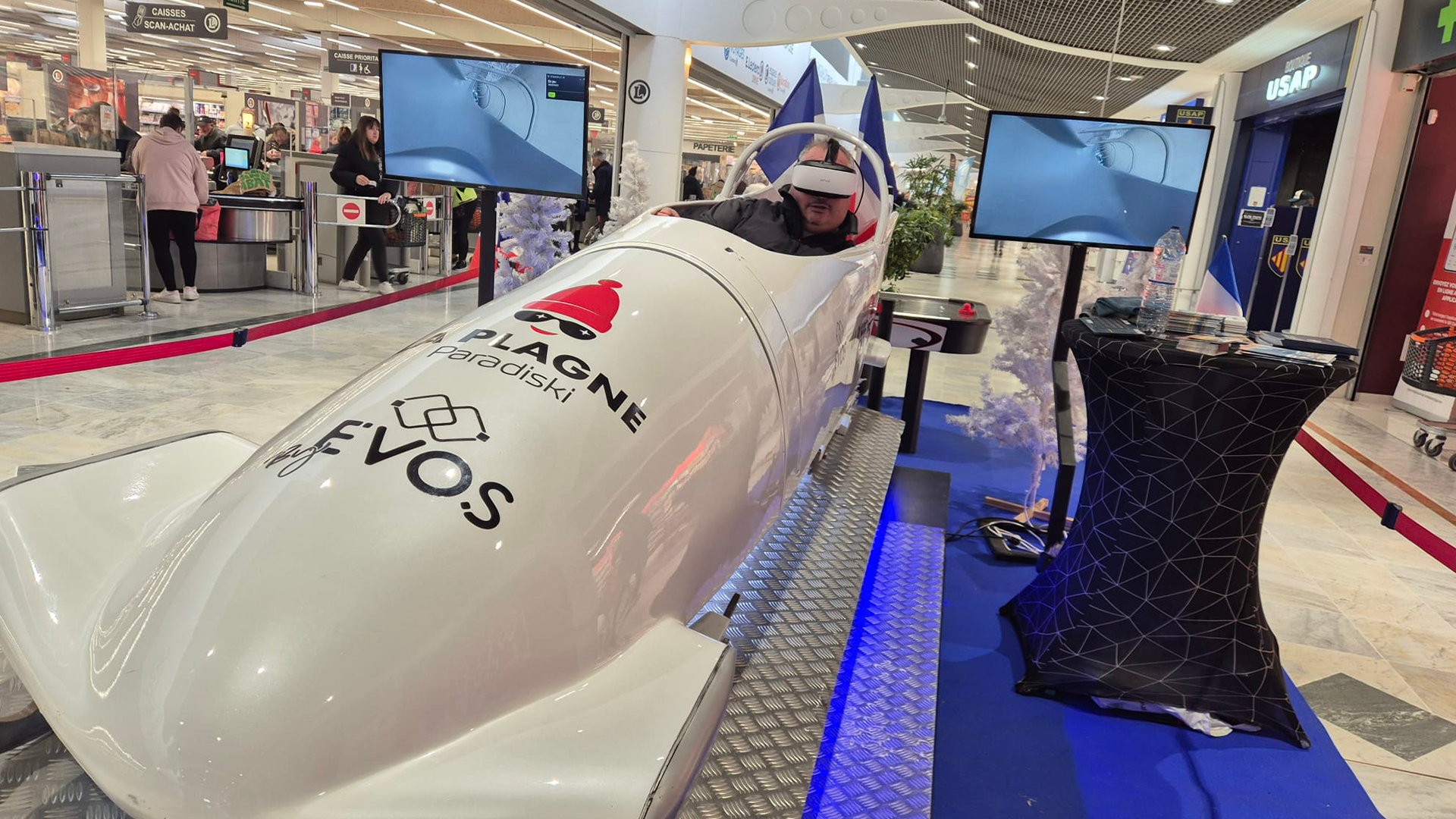 Location de simulateur bobsleigh VR en centre commercial